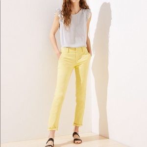 Roll cuff girlfriend chinos in soft citron